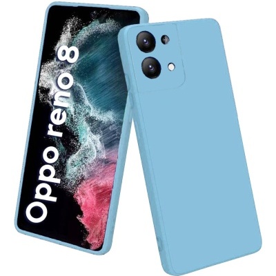 Capa Silicone Oppo Reno 8 5G Azul Reforçada