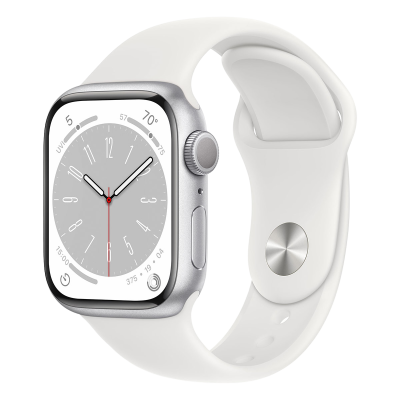 Apple Watch Series 8 GPS 41mm Alumínio Prateado c/ Bracelete Desportiva Branca