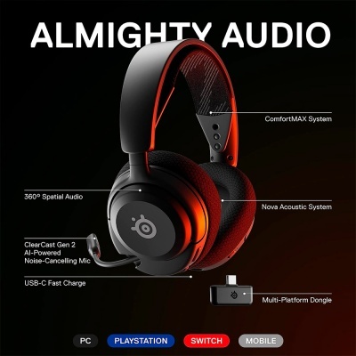 Headset Steelseries Arctis Nova 4 Gaming Wireless Multi-Platform Preto Headset Steelseries Arctis Nova 4 Gaming Wireless Multi-Platform Preto