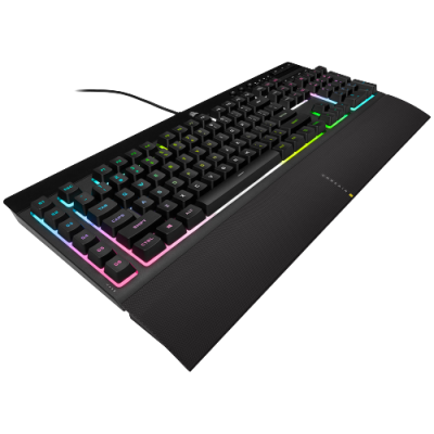 Teclado preto retroiluminado com descanso de pulso preto