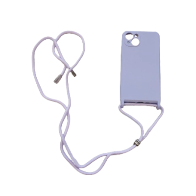 Capa Silicone iPhone 13 Lilás Reforçada com Cordão