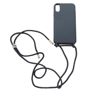 Capa Silicone iPhone XR Preta Reforçada com Cordão