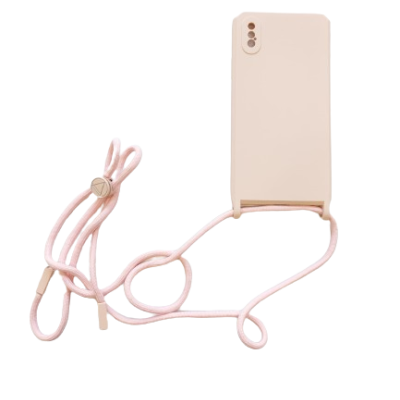 Capa Silicone iPhone XS Nude Reforçada com Cordão
