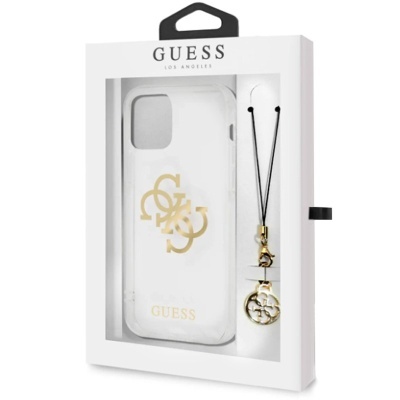 Capa iPhone 12 / 12 Pro Transparente Guess com Acessório Dourado