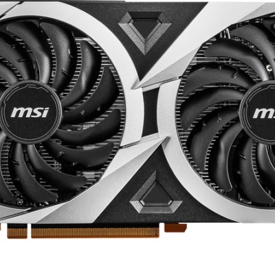 Placa gráfica MSI com duas ventoinhas pretas e detalhes cinzentos