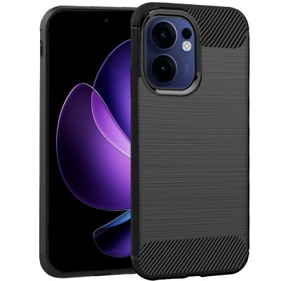 Smartphone com capa preta texturizada e detalhe de fibra de carbono