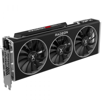 Placa gráfica AMD Radeon preta com três ventoinhas e texto Radeon RX 6800 XT