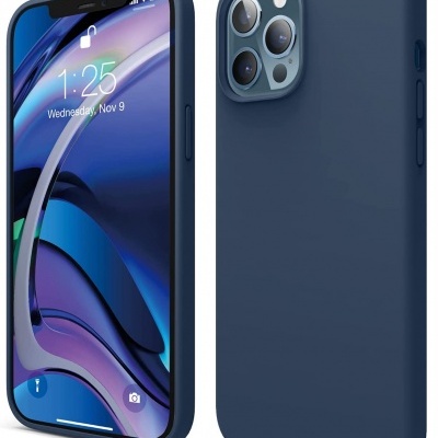 Capa Silicone iPhone 12 Pro Max Azul Reforçada