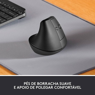Rato Laser Logitech Lift Vertical Ergonomic Wireless/Bluetooth 4000DPI Graphite