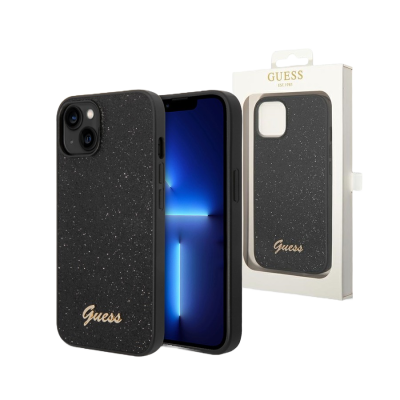 Capa iPhone 14 Plus Glitter Preta Guess