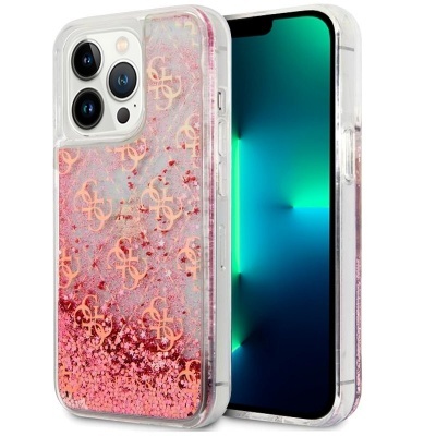 Capa iPhone 13 Pro Glitter Líquido Rosa Guess