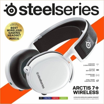 Headset Steelseries Arctis 7+ 7.1 Surround Wireless Branco