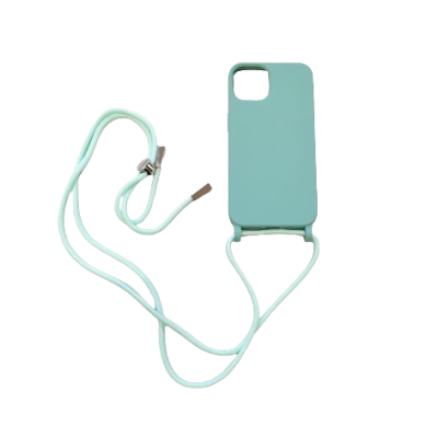 Capa Silicone iPhone 13 Verde Reforçada com Cordão