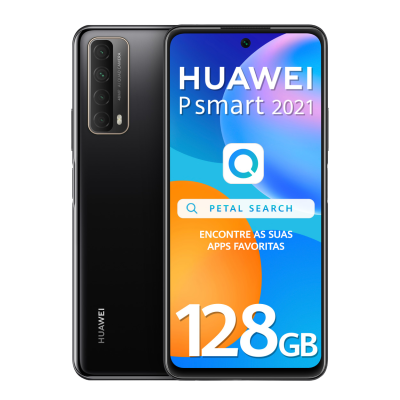 Smartphone Huawei PSmart 2021 4GB/128GB Preto + Capa e Pelicula - Recondicionado Grade A