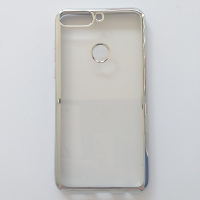 Capa Silicone Huawei Y7 2018 Transparente Rebordo Prateado