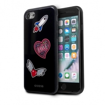 Capa iPhone 7/ 8/ SE 2020 Stickers Preto Guess