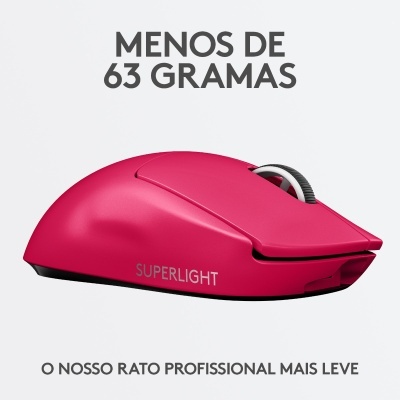 Rato profissional rosa SUPERLIGHT com roda de scroll preto e branco