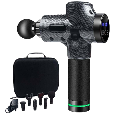 Pistola de Massagem Muscular com 6 Cabeças e 30 Níveis