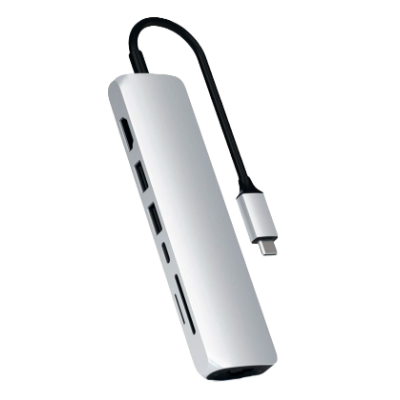 Adaptador Satechi USB-C Slim Multiport c/ Ethernet Silver