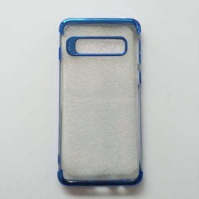 Capa Silicone Samsung Galaxy S10 Transparente Rebordo Azul