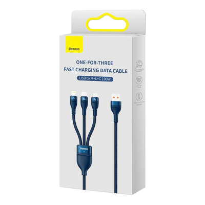 Cabo Baseus Flash Series 3 em 1 - 100W 1.2m