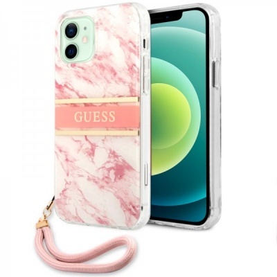 Capa iPhone 12/ 12 Pro Mármore Rosa Guess com Acessório