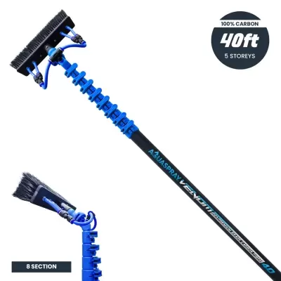 Venom 35ft Power Pole for Pressure Washers – 100% Carbon Fibre and 40ft for window cleaning