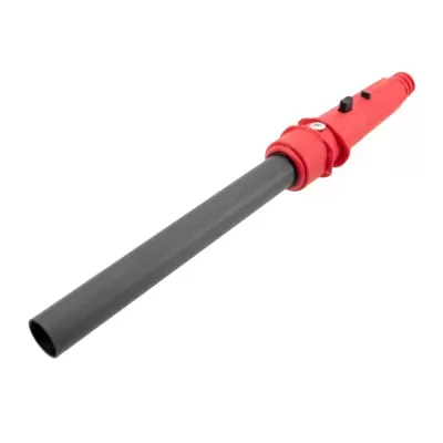 Soprador de ar portátil com corpo vermelho e tubo cinzento