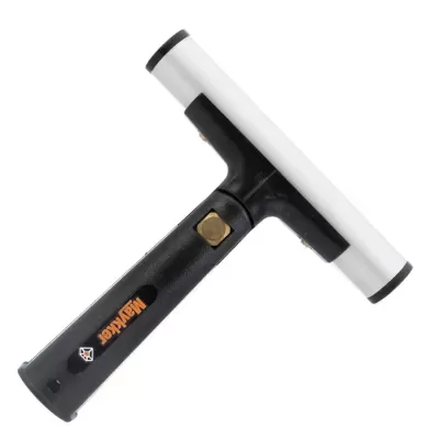 Raspador de vidro preto e branco com texto laranja HEAVY DUTY