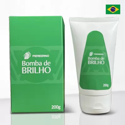 Produto Bomba de Brilho 200g em embalagem verde e tubo branco