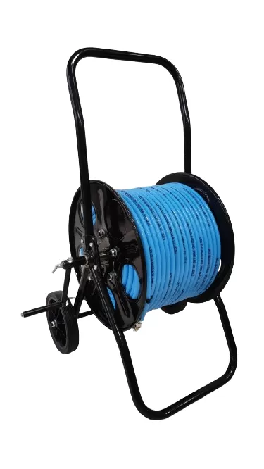 Enrolador de Mangueira - Metal Hose Reel Coated Black Finish w/ 100 meters 8mm blue hose