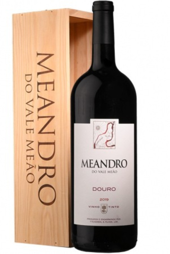 Garrafa de vinho tinto MEANDRO DO VALE MEÃO com caixa de madeira