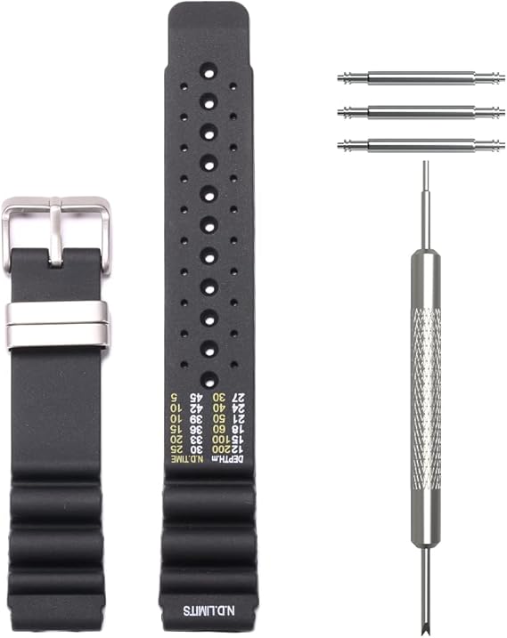 Bracelete Relógio de Mergulho N.D: Limits, 20mm Prateada Fivela Prateada