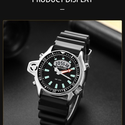 Rel&#x00F3;gio&#x20;de&#x20;Mergulho&#x20;SANDA&#x20;Movimento&#x20;Quartzo&#x20;e&#x20;Digital,Preto