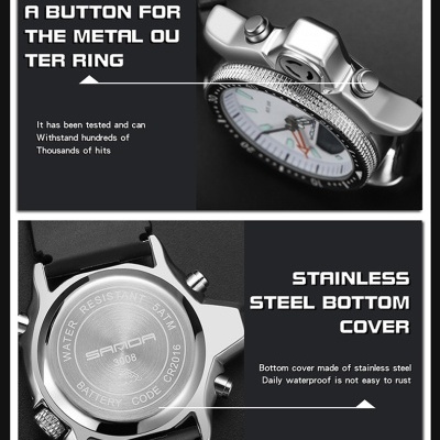 Rel&#x00F3;gio&#x20;de&#x20;Mergulho&#x20;SANDA&#x20;Movimento&#x20;Quartzo&#x20;e&#x20;Digital,Branco