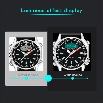 Rel&#x00F3;gio&#x20;de&#x20;Mergulho&#x20;SANDA&#x20;Movimento&#x20;Quartzo&#x20;e&#x20;Digital,Preto