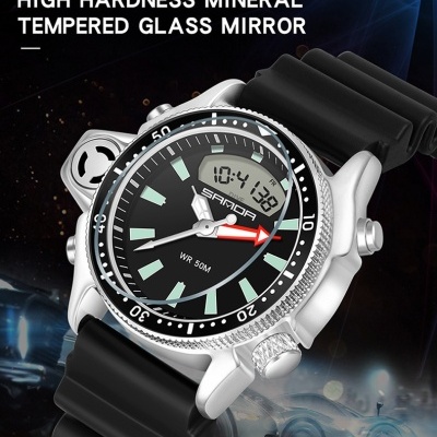 Rel&#x00F3;gio&#x20;de&#x20;Mergulho&#x20;SANDA&#x20;Movimento&#x20;Quartzo&#x20;e&#x20;Digital,Preto