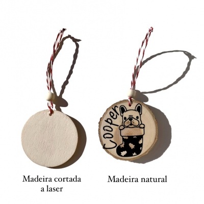 Bolas de Natal, em madeira