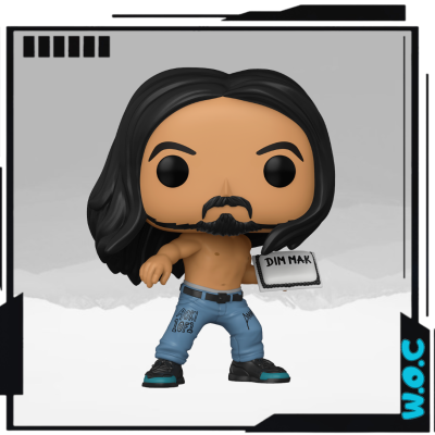Figura Funko Pop masculina com cabelo longo e placa DIM MAK