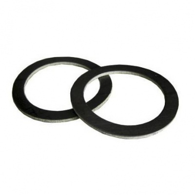 duas juntas circulares pretas sobre fundo branco