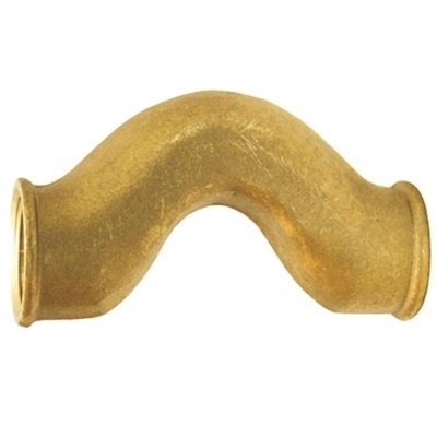 Tubo metálico dourado curvado em U sobre fundo branco