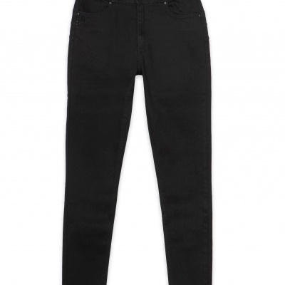 Calças pretas de ganga skinny com cintura alta