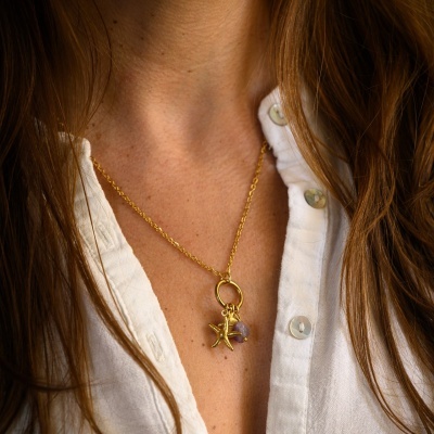 Colar Summer - fio fino - Ametista [Dourado]