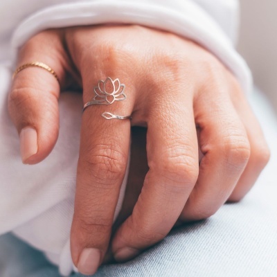 Anel Flor de Lotus [Prateado]