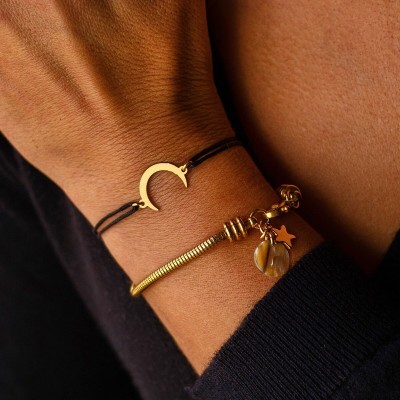 Pulseira Lua Dourada | Pulseira Snake Dourada (vendidas em separado)