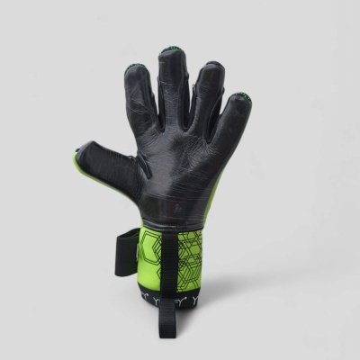 Luva de proteção preta com punho verde e ajuste de velcro