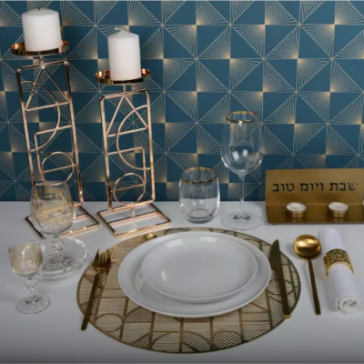 Conjunto de 6 Mini Copos de Kidush Dourados - 50ml