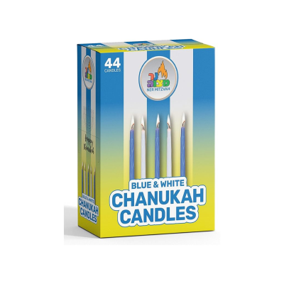 Velas de Chanucá - Azul e Branca - Tamanho Padrão (44 un.)