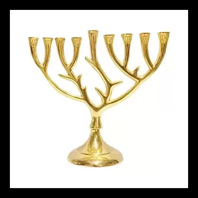 Chanukiá Dourada de Alumínio - 24.5cm