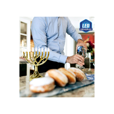 Chanukiá - Menorá de LED Árvore da Vida - Dourada - 20 cm